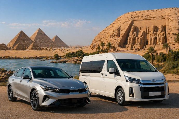 Private airport transfer service in Egypt with luxury vehicle and airport assistance