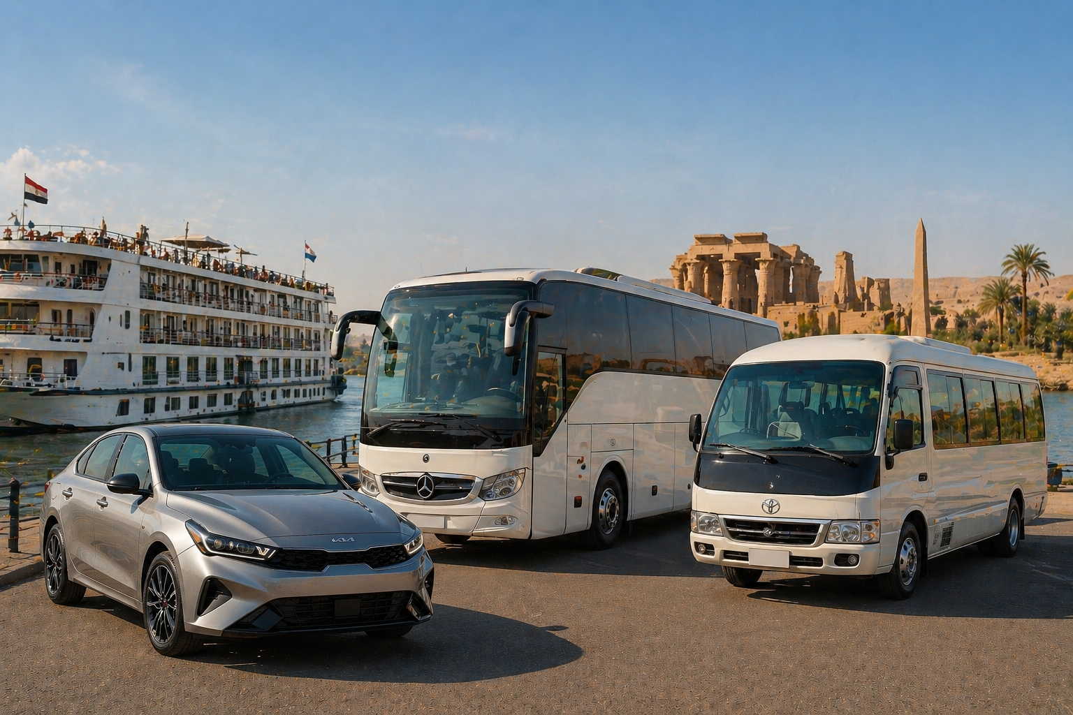 Private airport transfer service in Egypt with luxury vehicle and airport assistance