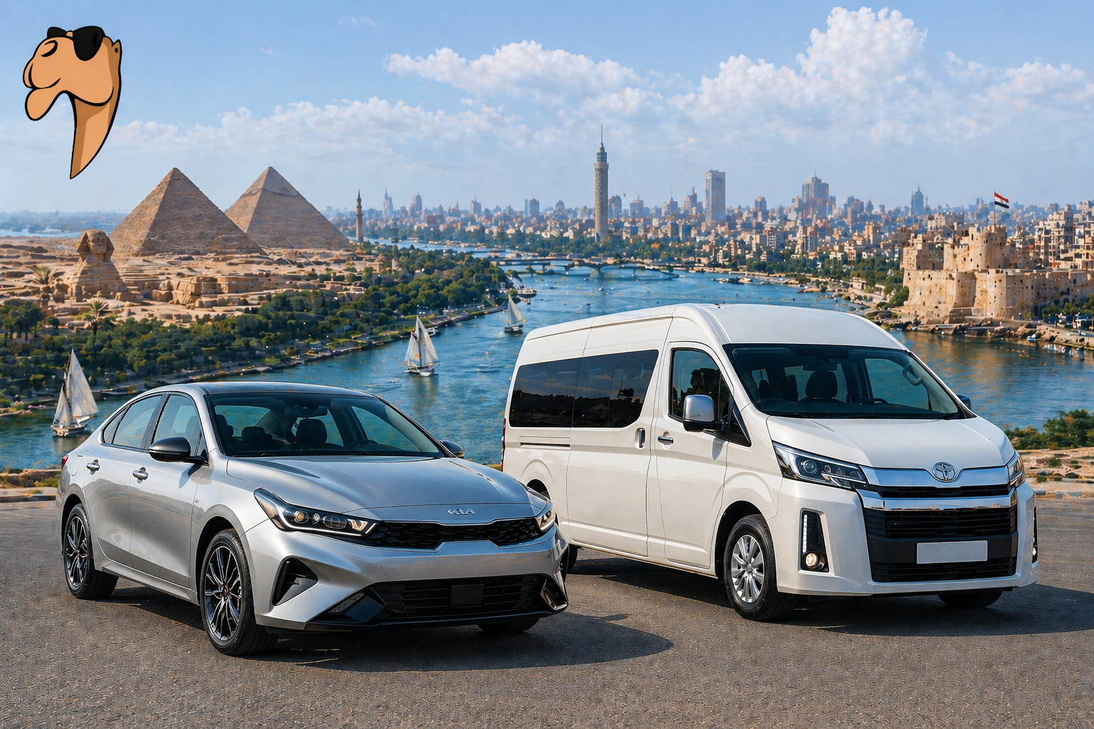Private airport transfer service in Egypt with luxury vehicle and airport assistance